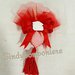 Confezione BOMBONIERA gessetto CUORE/LAUREA con tulle  rosso PENDENTE con fiocco in raso e nappina rossa