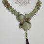 Collana verde con 3 bottoni vintage e pendente nappa - Collezione "Soutache Mon Amour"