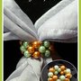 Anello FERMA FOLULARD in tessitura di perle e cristalli VERDE/ARANCIO
