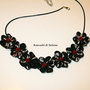 Collana kanzashi colore nero rosso bianco 1