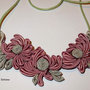 Collana kanzashi con fiori colore rosa antica 1
