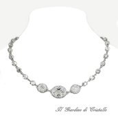 Collana elegante ovali Swarovski trasparenti, cristalli argento e acciaio fatta a mano - Artemisia