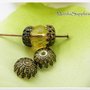 26 pz corona coppetta copriperle per orecchini  perle vintage filigrana bronzo#1006