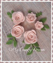 Set roselline rosa antico