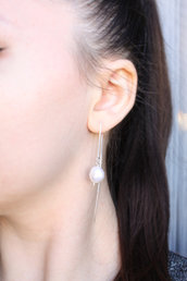 Sterling 925 orecchini d'argento a catena di perle 