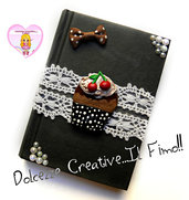 Quaderno da borsa a righe -agenda -  IDEA REGALO - Con cupcake fiocchi e merletto