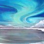 Quadro su tela dipinto a mano "Aurora boreale"