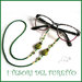 Cordino per occhiali " Coccinella  verde oro " catenella perline rocailles Fimo cernit premo idea regalo donna  