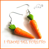 Orecchini primavera Vegetariani " carote " Verdure cibo miniatura idea regalo clip bambina vegan donna Natale regalo  Fimo cernit premo