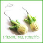 Orecchini primavera Vegetariani " finocchi " Verdure cibo miniatura idea regalo clip bambina vegan donna Natale regalo  Fimo cernit premo