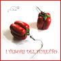 Orecchini primavera Vegetariani " Peperone rosso " Verdure cibo miniatura idea regalo clip bambina vegan donna Natale regalo  Fimo cernit premo