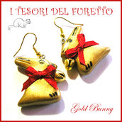 Orecchini Pasqua " coniglietto d oro " cioccolato gold bunny Fimo cernit idea regalo bambina clip 
