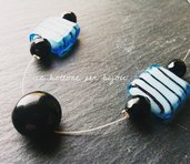 Collana/Collarino  con bottone vintage nero e perle di vetro