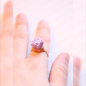 Viola Anello Fiore, Rosa lilla anello, rame semplice