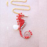 Collana Con Perline Con Ciondolo Cavalluccio Marino In Vetro - Italia - Foto 5