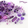 Lotto 50 grammi perle acrilico mix di forme, purple