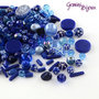 Lotto 50 grammi perle acrilico mix di forme, blu