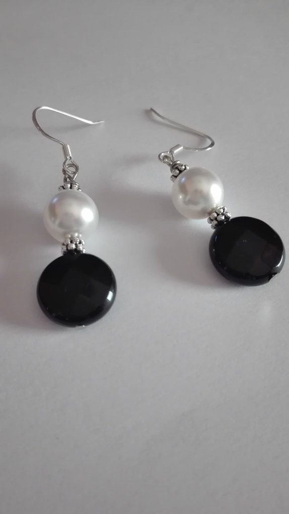 Orecchini Vintage In Argento 925 Con Onice Nero - Motivi Foglia, Piuma E Celtico