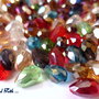 LOTTO 50 teardrop in vetro sfaccettate MULTICOLOR (8x6 mm)  (cod.new)