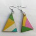 orecchini triangolo legno colorato vintage etnico art decò anallergico idea regalo