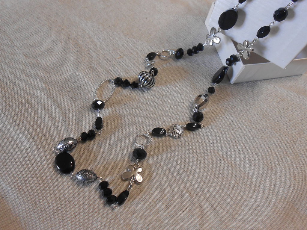Collana Con Cuore In Ceramica E Pietre Dure Imitation - Lunghezza 35 Cm - Usata Pochissimo, Ottime Condizioni