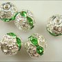 PERLA FILIGRANATA 8mm CON STRASS VERDE