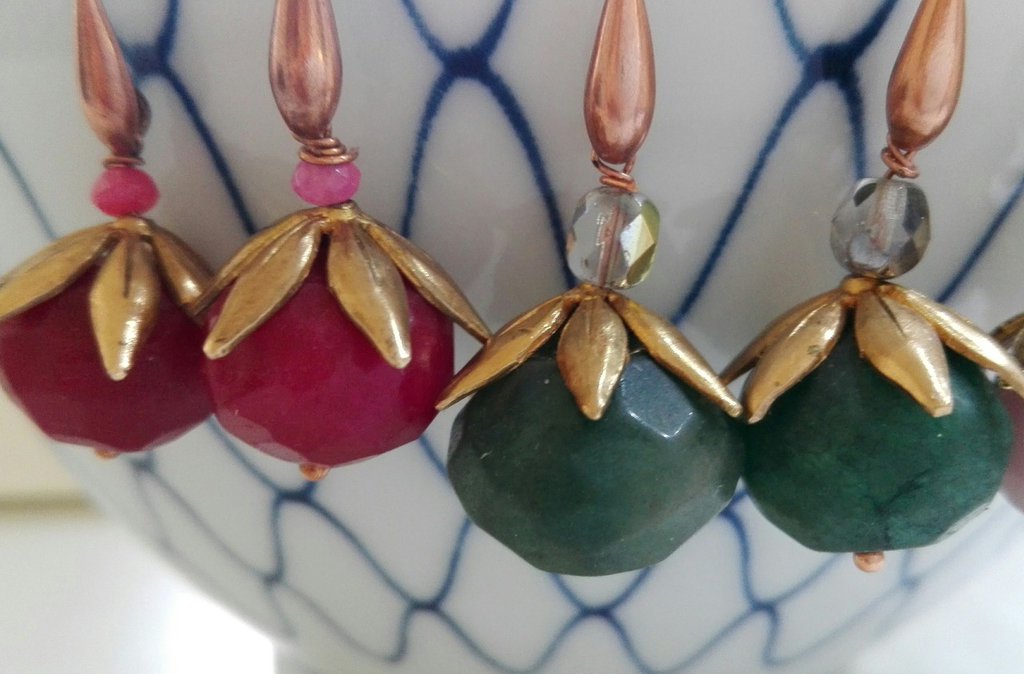 Orecchino Ear Climber oro rosa con quadrati e cristalli argento