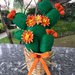 Cactus Fico d'india in feltro con fiori arancioni