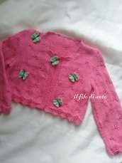 Giacchino / coprispalle / maglia/  cardigan in cotone  con farfalline