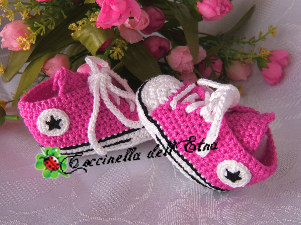 converse uncinetto rosa