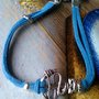 BRACCIALE DA UOMO O DONNA - ALCANTARA AZZURRA - ANCORA ARGENTO - MARE - 