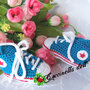 SCARPETTE NEONATO A UNCINETTO 0-3 mesi CONVERSE ALL STAR in cotone AZZURRO IDEE REGALO