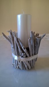 Portacandela porta candele con legni di mare
