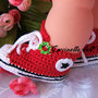 SCARPETTE NEONATO A UNCINETTO 0-3 mesi CONVERSE ALL STAR in cotone ROSSO