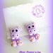 Orecchini da lobo in fimo handmade Ippopotami lilla miniature idee regalo amica compleanno 