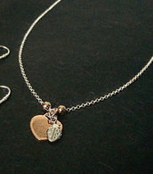 Collana catena rolò in argento 925 con ciondoli "Cuore" e "Coccinella"