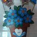 Fiocco nascita in legno vaso di fiori con targhetta dipinto a mano