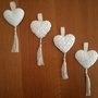 GESSETTI SEGNAPOSTO CUORE CON NAPPINA E RASO / SACCHETTO ORGANZA MATRIMONIO COMUNIONE