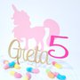 Unicorno compleanno cake topper // unicorno rosa con nome e anni personalizzabile 