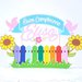 Cake topper giardino arcobaleno buon compleanno // cake topper personalizzato fiori e staccionata multicolor // Rainbow primavera nome personalizzato 