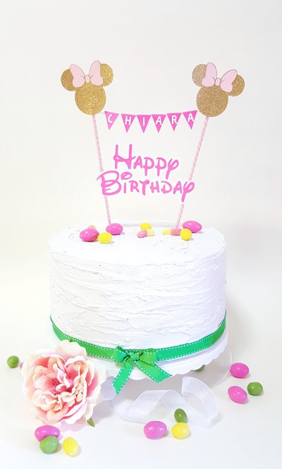 Cake Topper Buon Compleanno Rosa Gold