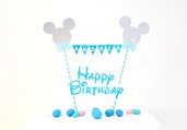 Cake topper Topolino buon compleanno // happy birthday Mickey mouse cake topper blu personalizzabile bimbo