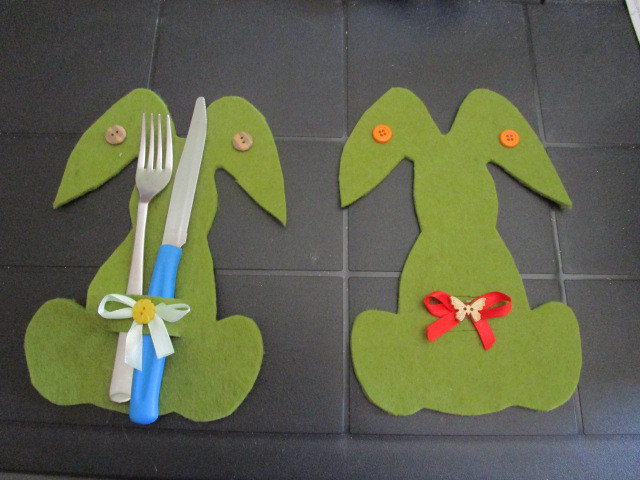 12 Portaposate Pasquali In Feltro A Forma Di Coniglietto - Decorazione Tavola Per Pasqua - Foto 3