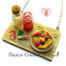 Collana Vassoio con piatto di Crepes e barattoli di zucchero e marmellata - miniature