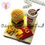 Collana MC Vassoio Hamburger, patatine fritte e cola! - miniature in fimo