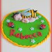 Cake topper in fimo per nascita battesimo con neonato angioletto piedini coccinelle api personalizzabile 