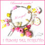 Bracciale Nascita " It's a girl! " Battesimo baby shower idea regalo Kawaii Fimo cernit biberon carrozzina charm