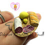 Anello Pranzo - Salame, caciocavallo e pane - miniature handmade kawaii