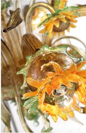 Fiore girasole, ricambio per lampadari in vetro soffiato di Murano