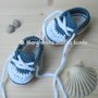 scarpine tennis jeans bambino in puro cotone fatte a mano all'uncinetto